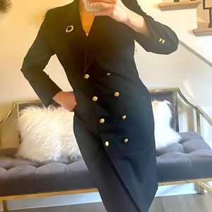 Vintage Brooks Brothers Womens Suit Dress. Black Wool And Brass Buttons. Size 10